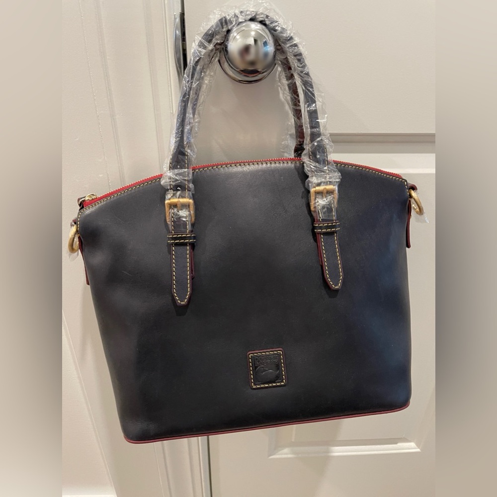 Dooney and Bourke Domed Satchel Florentine Leather Bag Navy NWT